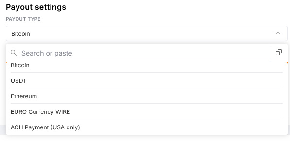 STRIPCHATアフィリエイトの登録方法と稼ぎ方　ストチャの報酬の受け取り設定画面