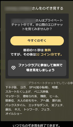 エロい！STRIPCHATの遊び方｜アダルト推し活のおすすめの課金ポイント　　スパイチャット手順02